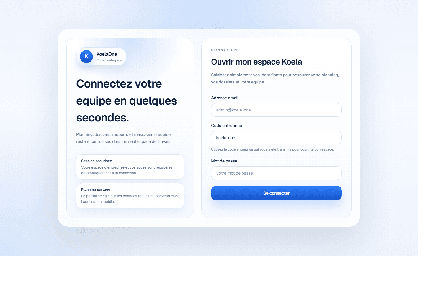 Capture reelle du portail KoelaOne