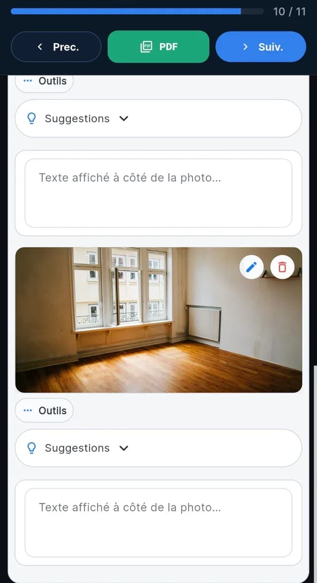 Photo d'une pièce de logement intégrée directement dans le rapport